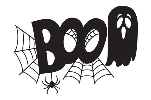 Halloween Boo Spiderweb and Ghost
