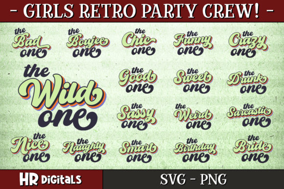 Retro Friends Bachelorette Party Outfit Graphics for Crafts