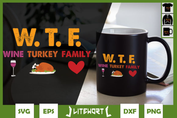 Wine Turkey Family Graphics for Crafts